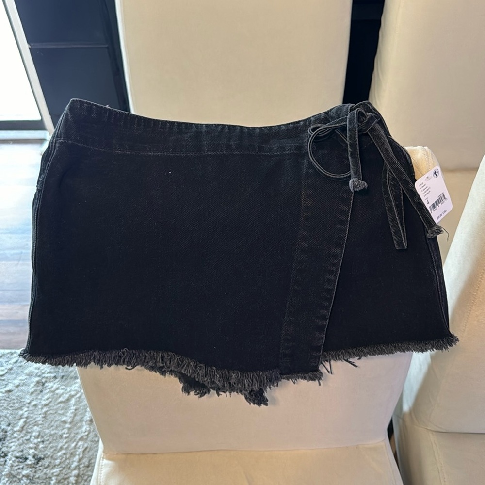 Free People Black Wrap Skort